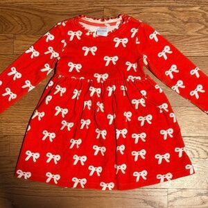 Like New Hanna Andersson Red Dress with White Bows - Size 3T